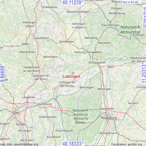 Lutzingen on map
