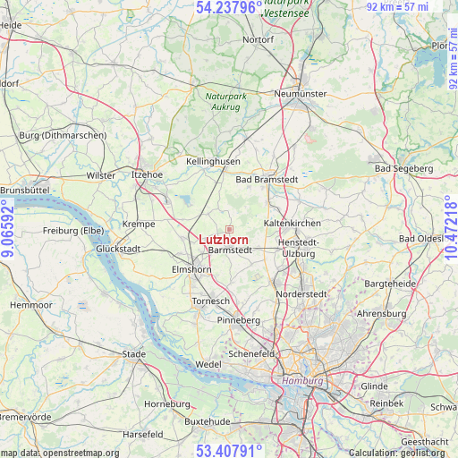 Lutzhorn on map