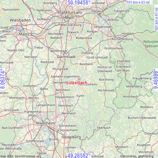 Lützelbach on map