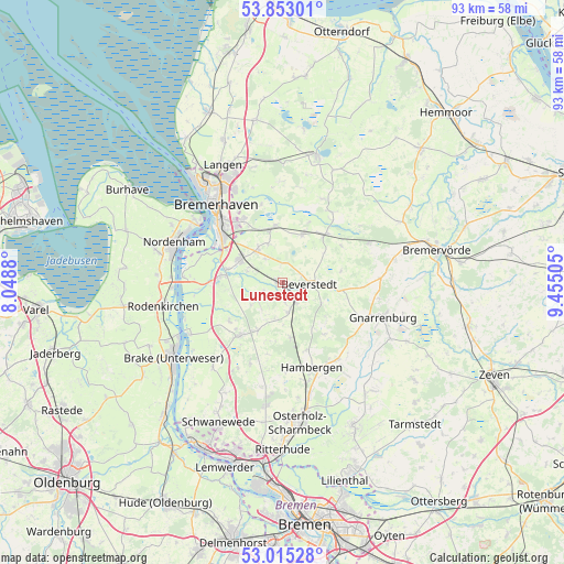 Lunestedt on map