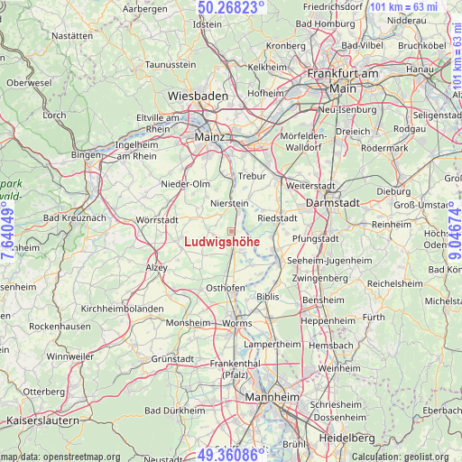 Ludwigshöhe on map