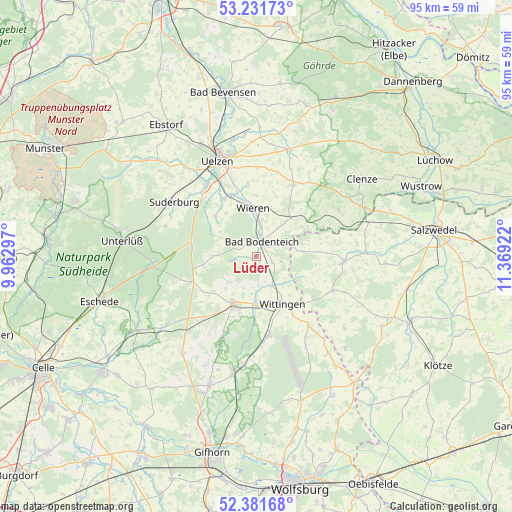 Lüder on map