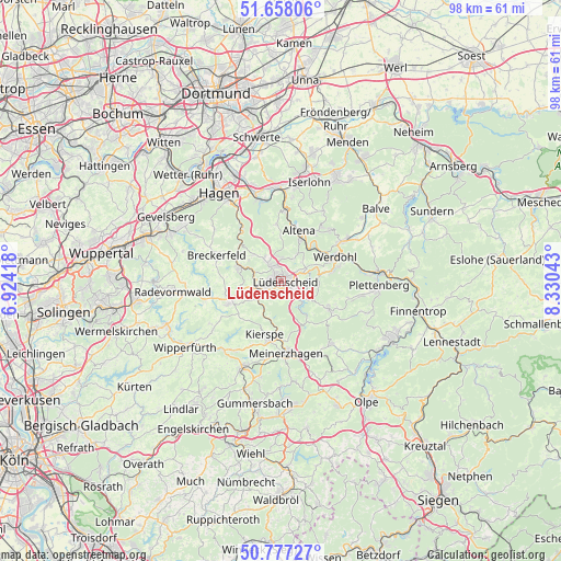 Lüdenscheid on map