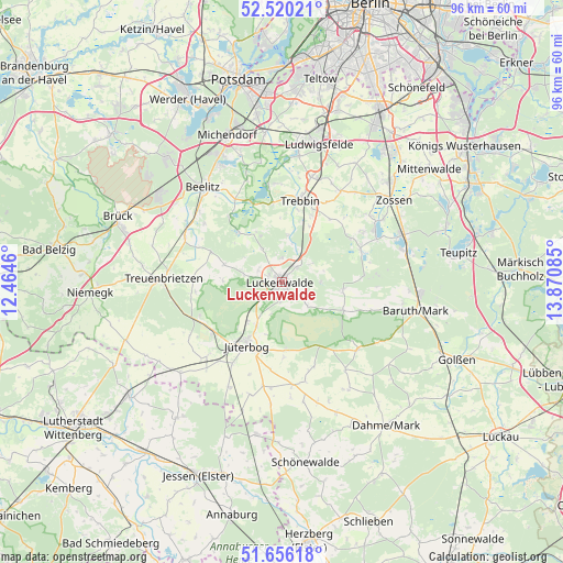 Luckenwalde on map