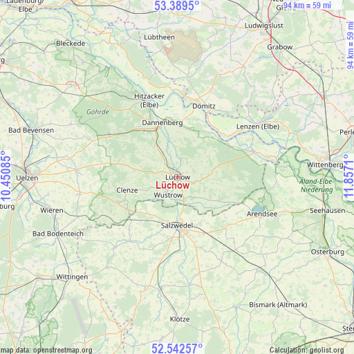 Lüchow on map