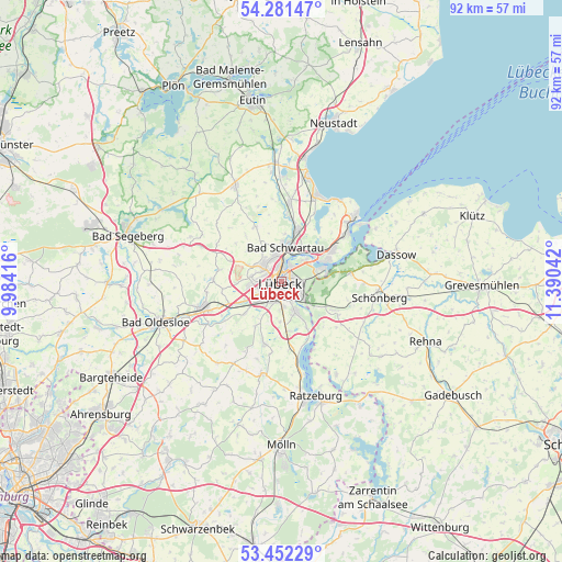 Lübeck on map