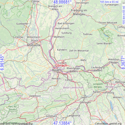 Lörrach on map