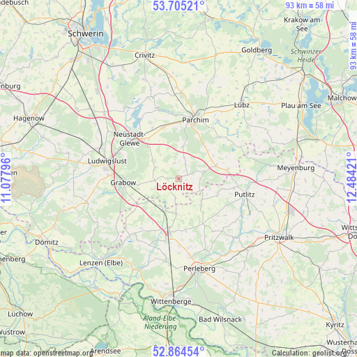 Löcknitz on map