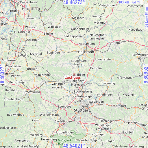 Löchgau on map
