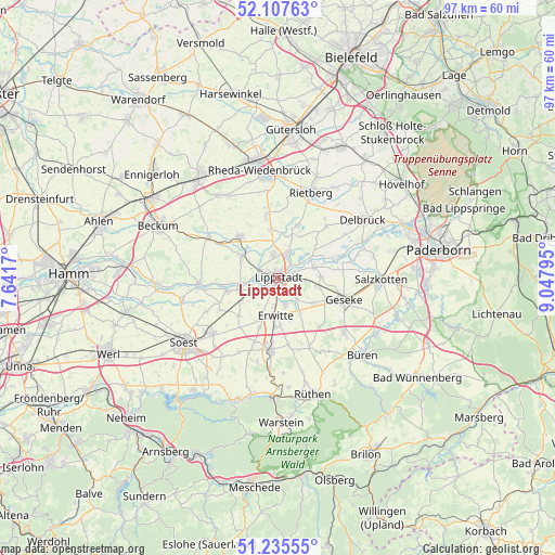 Lippstadt on map
