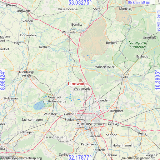 Lindwedel on map