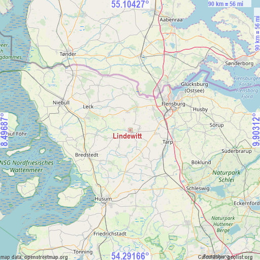 Lindewitt on map