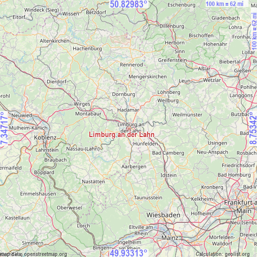 Limburg an der Lahn on map