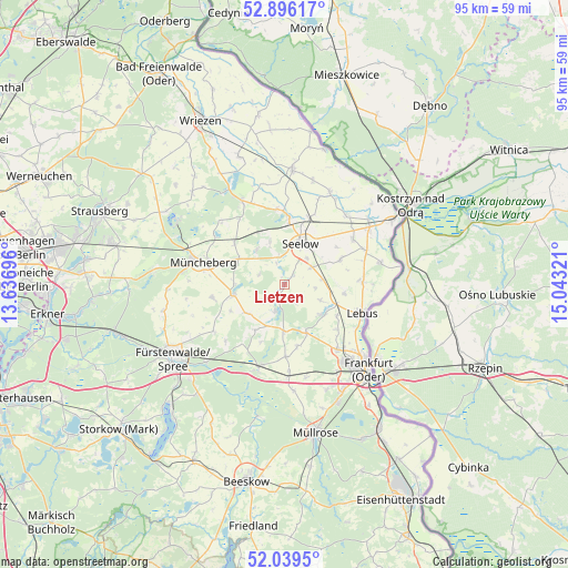 Lietzen on map