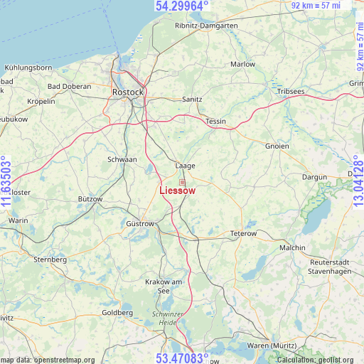Liessow on map