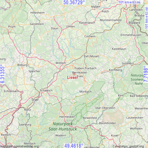 Lieser on map