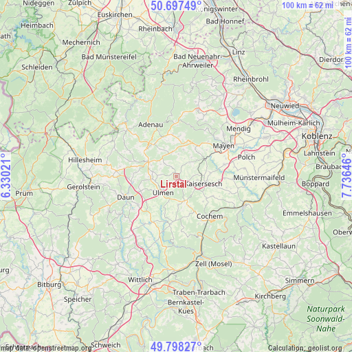 Lirstal on map