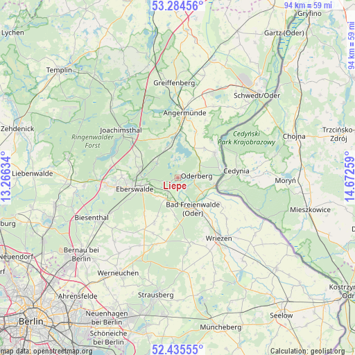 Liepe on map