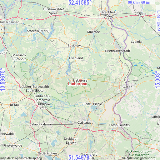 Lieberose on map