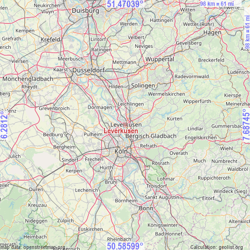 Leverkusen on map