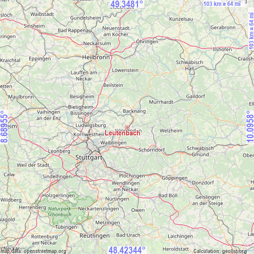 Leutenbach on map