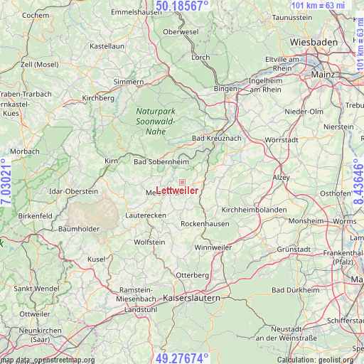 Lettweiler on map
