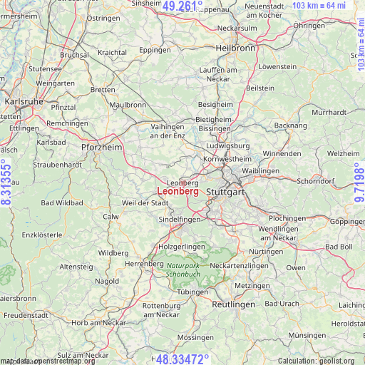 Leonberg on map