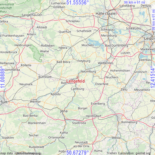 Lengefeld on map