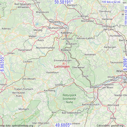 Leiningen on map