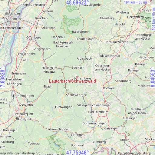 Lauterbach/Schwarzwald on map
