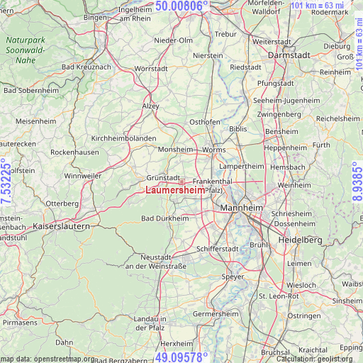 Laumersheim on map