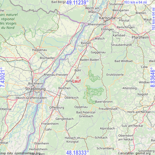 Lauf on map