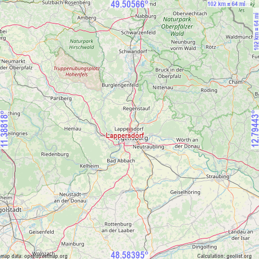 Lappersdorf on map