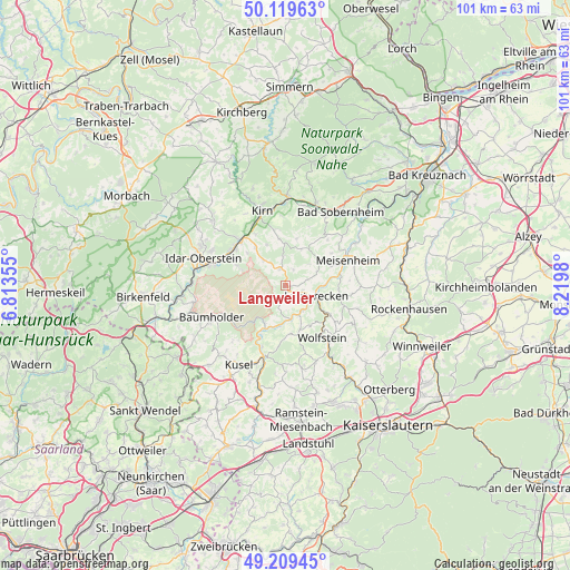 Langweiler on map