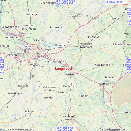 Langwedel on map