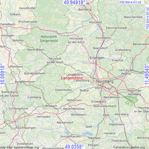 Langenzenn on map