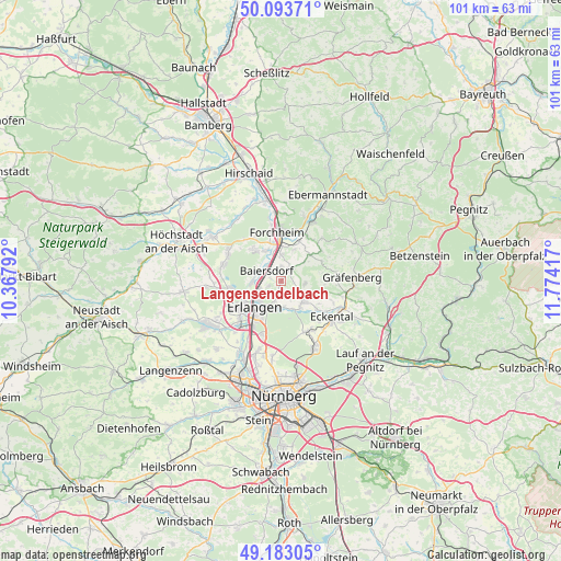 Langensendelbach on map