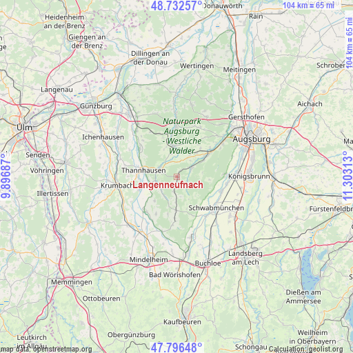 Langenneufnach on map