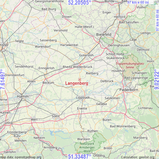 Langenberg on map