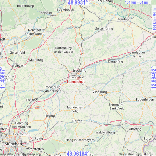 Landshut on map