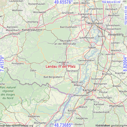 Landau in der Pfalz on map