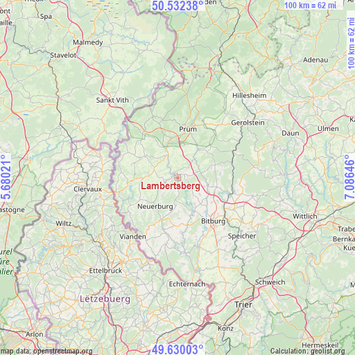 Lambertsberg on map