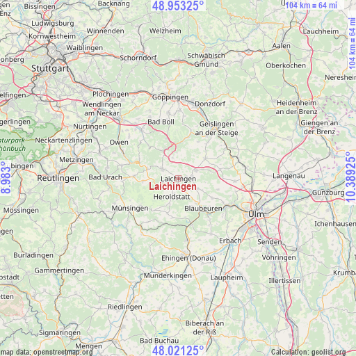 Laichingen on map