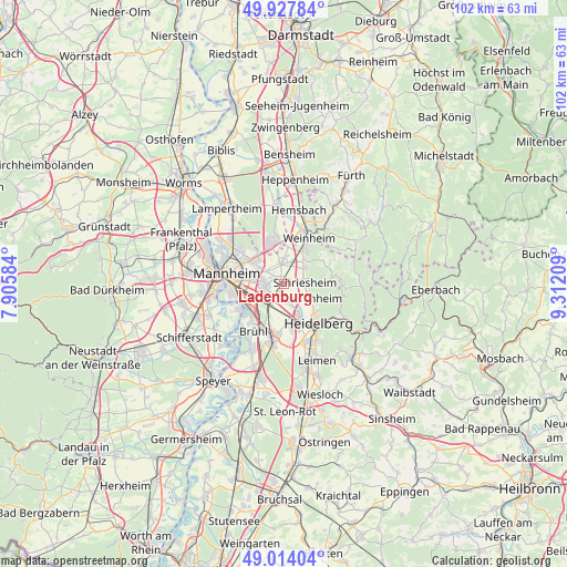 Ladenburg on map