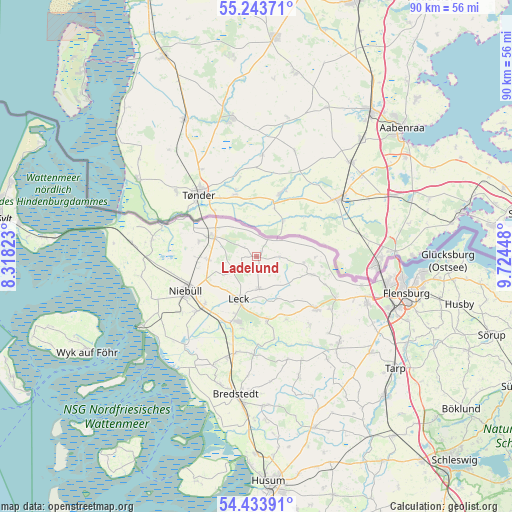 Ladelund on map
