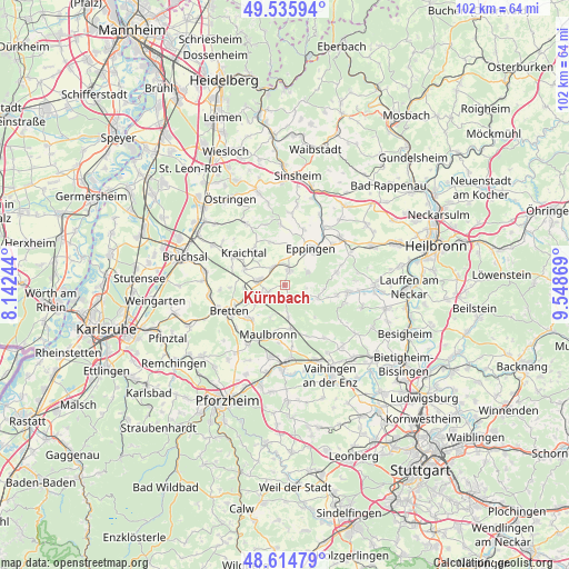Kürnbach on map