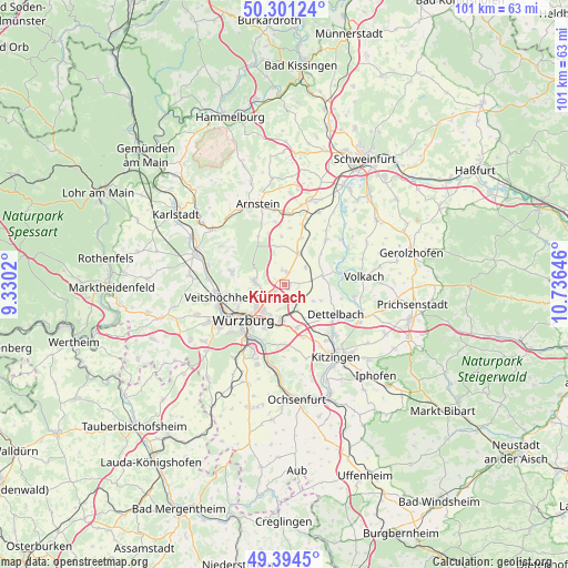 Kürnach on map