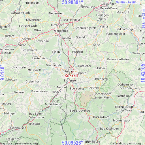 Künzell on map