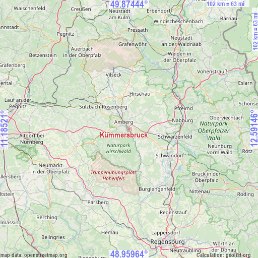 Kümmersbruck on map