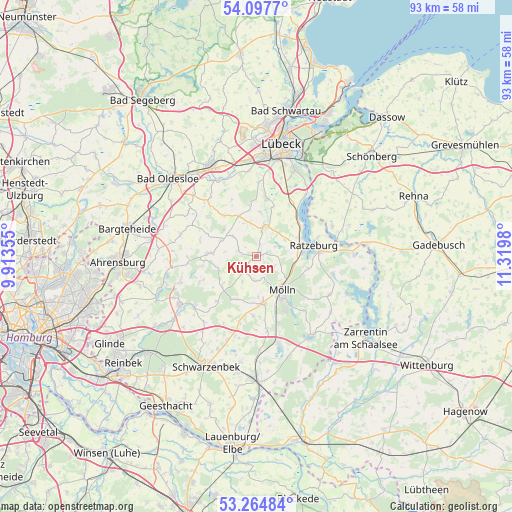 Kühsen on map